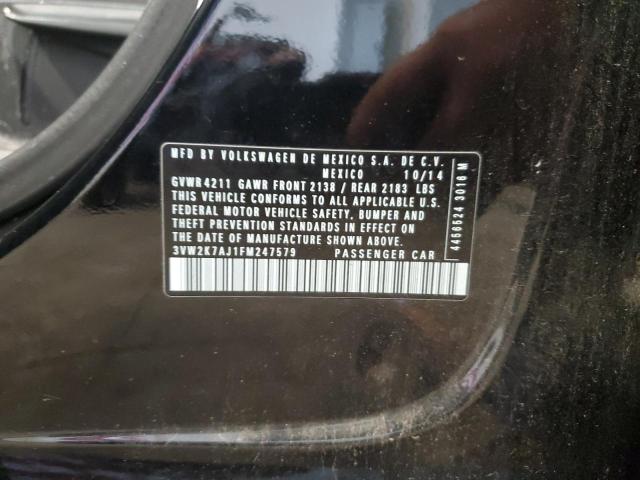 3VW2K7AJ1FM247579 - 2015 VOLKSWAGEN JETTA BASE 黑色 照片 12