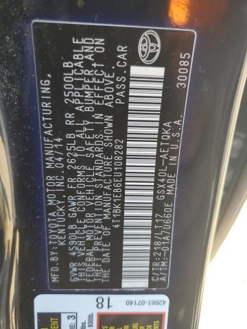 4T1BK1EB6EU108282 - 2014 TOYOTA AVALON BASE 黑色 照片 12