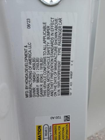 19XFL1H79PE018247 - 2023 HONDA CIVIC EXL 白色 照片 12