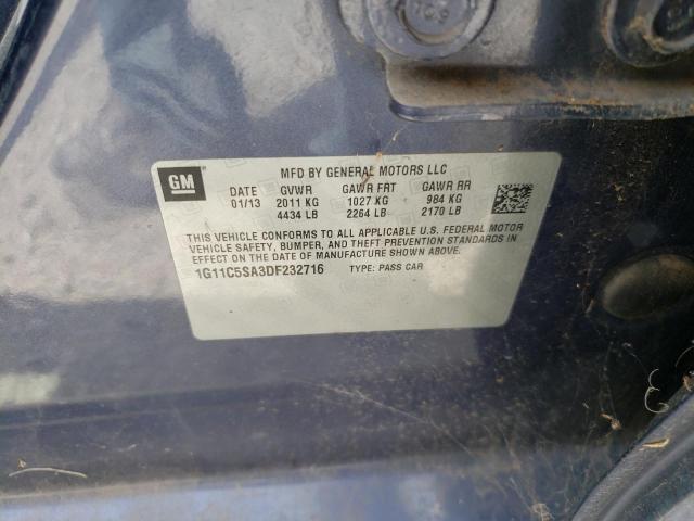 1G11C5SA3DF232716 - 2013 CHEVROLET MALIBU 1LT 蓝色 照片 12