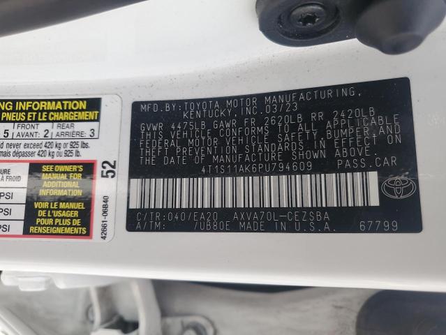 4T1S11AK6PU794609 - 2023 TOYOTA CAMRY SE NIGHT SHADE WHITE photo 12
