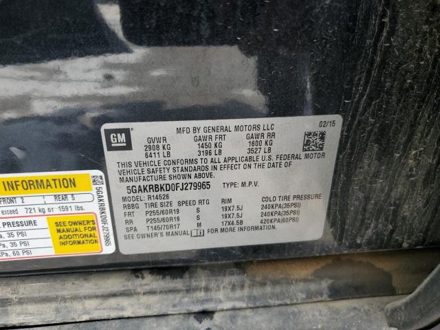 5GAKRBKD0FJ279965 - 2015 BUICK ENCLAVE BLACK photo 14