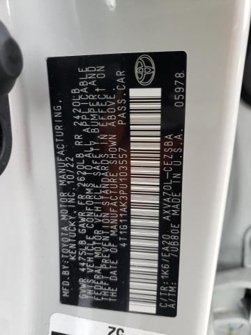 4T1G11AK3PU103557 - 2023 TOYOTA CAMRY SE NIGHT SHADE WHITE photo 13