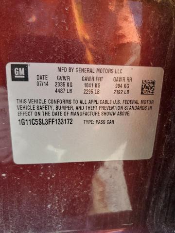 1G11C5SL3FF133172 - 2015 CHEVROLET MALIBU 1LT BURGUNDY photo 13