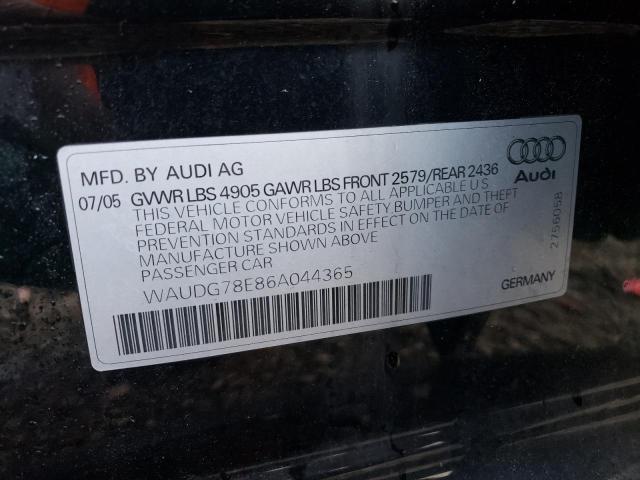 WAUDG78E86A044365 - 2006 AUDI A4 3.2 QUATTRO BLACK photo 12