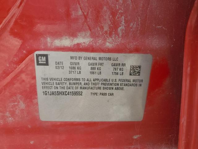 1G1JA5SHXC4159552 - 2012 CHEVROLET SONIC LS RED photo 12