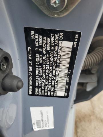 SHHFK7H55JU420853 - 2018 HONDA CIVIC EX GRAY photo 12