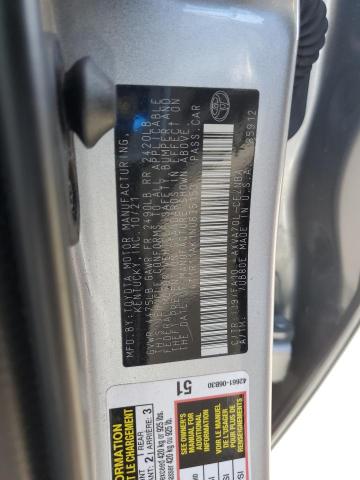 4T1R11AK1NU635153 - 2022 TOYOTA CAMRY LE SILVER photo 12