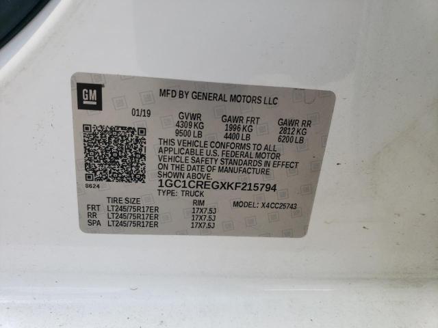 1GC1CREGXKF215794 - 2019 CHEVROLET SILVERADO C2500 HEAVY DUTY WHITE photo 13