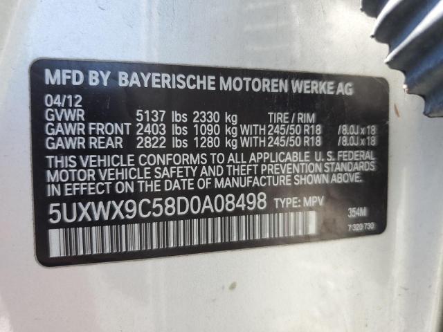 5UXWX9C58D0A08498 - 2013 BMW X3 XDRIVE28I SILVER photo 12