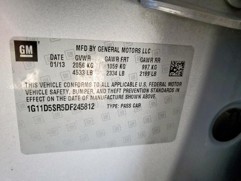 1G11D5SR5DF245812 - 2013 CHEVROLET MALIBU 1LT SILVER photo 12