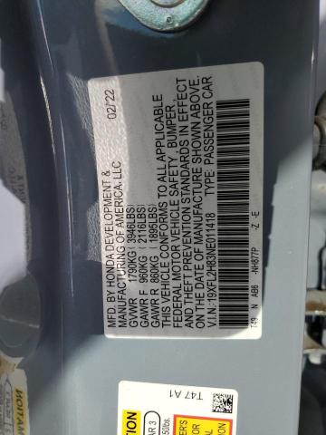 19XFL2H83NE011418 - 2022 HONDA CIVIC SPORT 灰色 照片 12