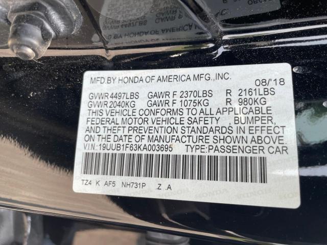 19UUB1F63KA003695 - 2019 ACURA TLX TECHNOLOGY 黑色 照片 10
