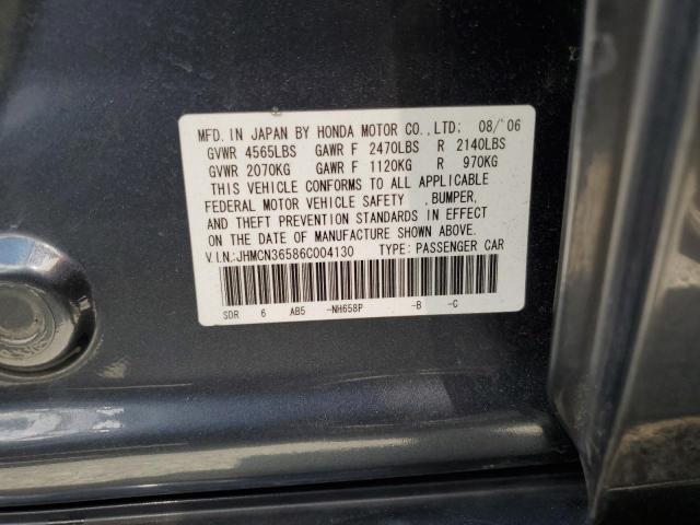 JHMCN36586C004130 - 2006 HONDA ACCORD HYBRID GRAY photo 12