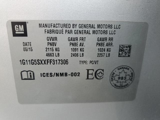 1G11G5SXXFF317306 - 2015 CHEVROLET MALIBU LTZ ვერცხლისფერი ფოტო 13