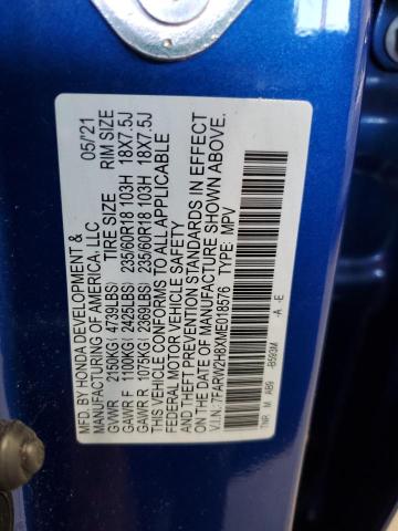 7FARW2H8XME018576 - 2021 HONDA CR-V EXL 蓝色 照片 13