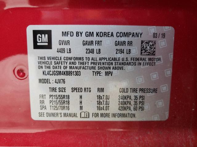 KL4CJGSM4KB891303 - 2019 BUICK ENCORE ESSENCE RED photo 14