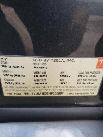 5YJSA1E25HF209897 - 2017 TESLA MODEL S 石墨色 照片 12