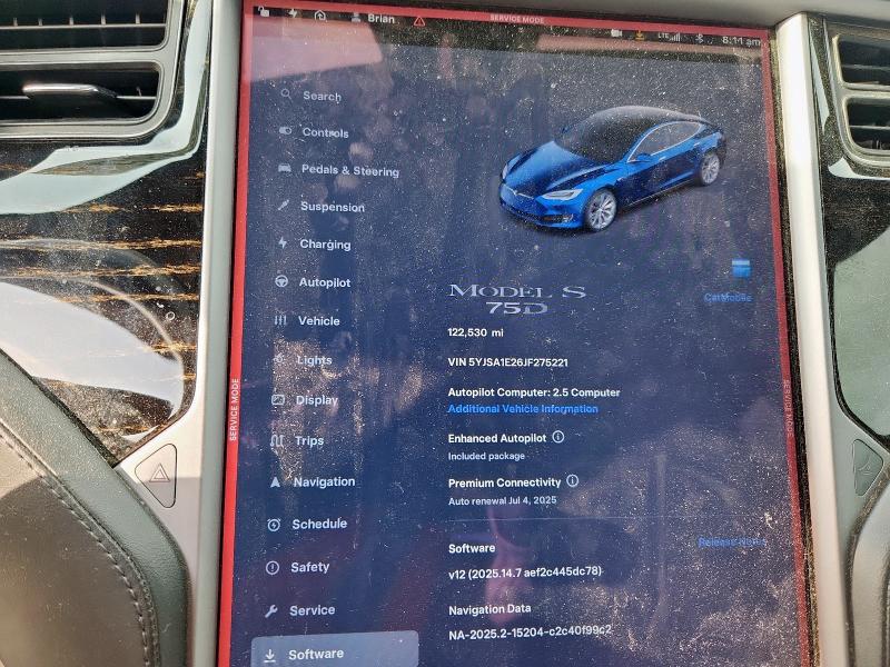 5YJSA1E26JF275221 - 2018 TESLA MODEL S 蓝色 照片 9