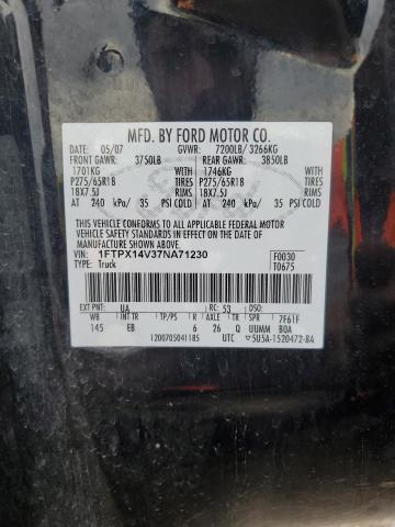 1FTPX14V37NA71230 - 2007 FORD F150 BLACK photo 13