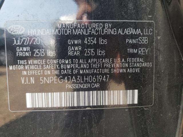 5NPEG4JA3LH061947 - 2020 HYUNDAI SONATA SE BLACK photo 12