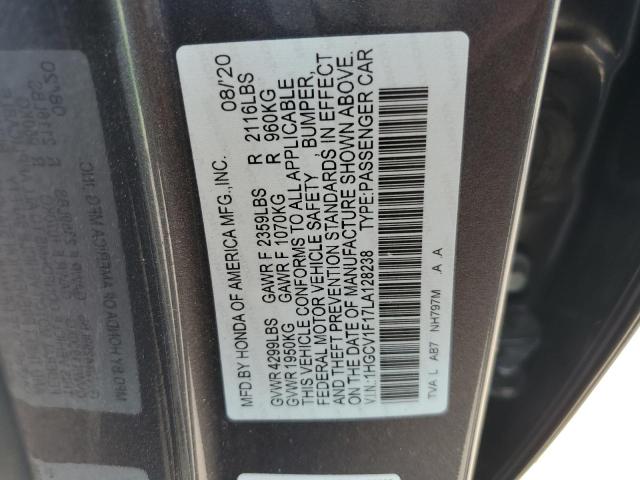 1HGCV1F17LA128238 - 2020 HONDA ACCORD LX CHARCOAL photo 12