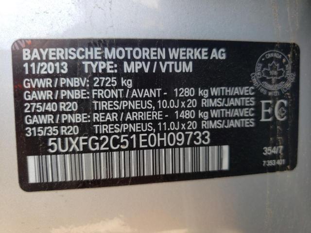 5UXFG2C51E0H09733 - 2014 BMW X6 XDRIVE35I SILVER photo 13