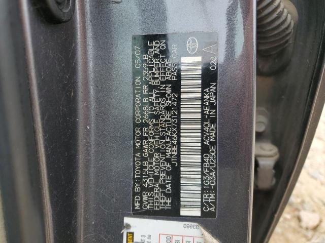 JTNBE46KX73121472 - 2007 TOYOTA CAMRY CE BLACK photo 12