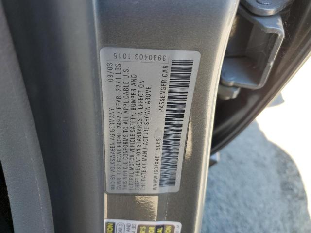 WVWWH63BX4E119069 - 2004 VOLKSWAGEN PASSAT GLX ნაცრისფერი ფოტო 12