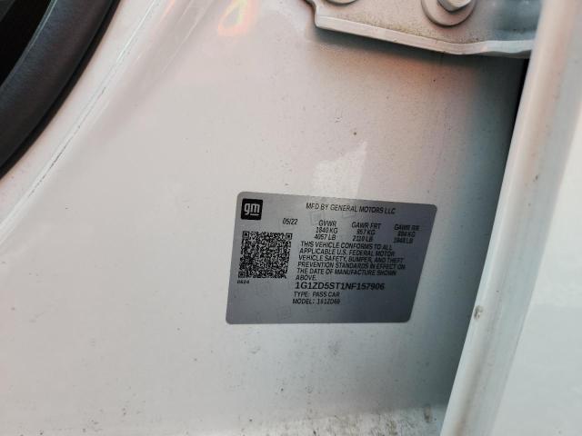 1G1ZD5ST1NF157906 - 2022 CHEVROLET MALIBU LT WHITE photo 12