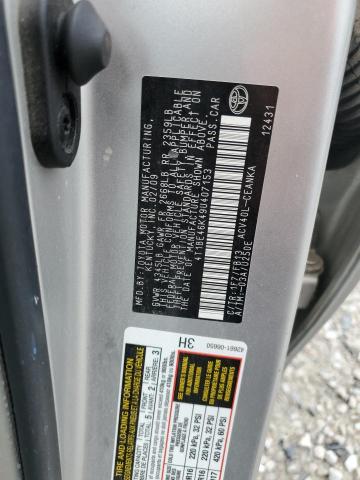 4T1BE46K49U407153 - 2009 TOYOTA CAMRY BASE SILVER photo 12