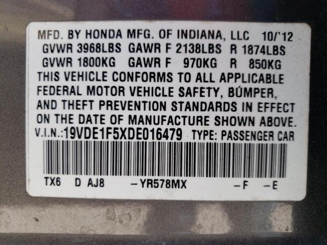 19VDE1F5XDE016479 - 2013 ACURA ILX 20 PREMIUM GRAY photo 12