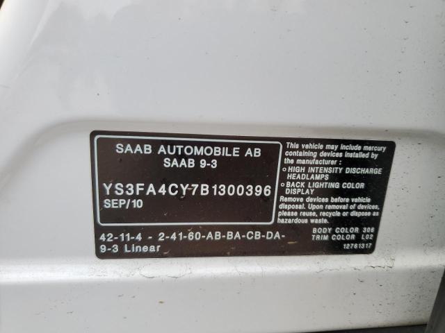 YS3FA4CY7B1300396 - 2011 SAAB 9-3 2.0T WHITE photo 12