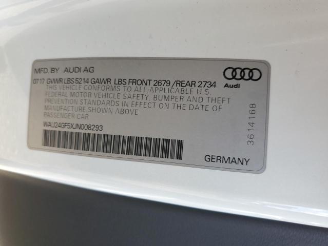 WAU24GF5XJN008293 - 2018 AUDI S5 PRESTIGE WHITE photo 12