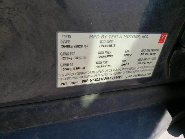 5YJSA1E25FF114429 - 2015 TESLA MODEL S Մոխրագույն լուսանկար 12