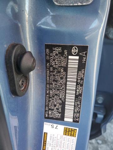 JTDKB20U397889639 - 2009 TOYOTA PRIUS BLUE photo 12