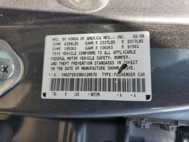 1HGCP26338A128570 - 2008 HONDA ACCORD LX GRAY photo 12