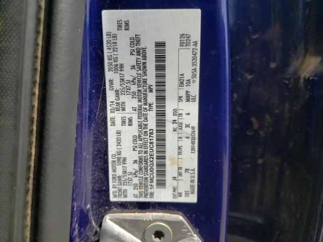 1FMCU0GX2EUC81783 - 2014 FORD ESCAPE SE BLUE photo 12