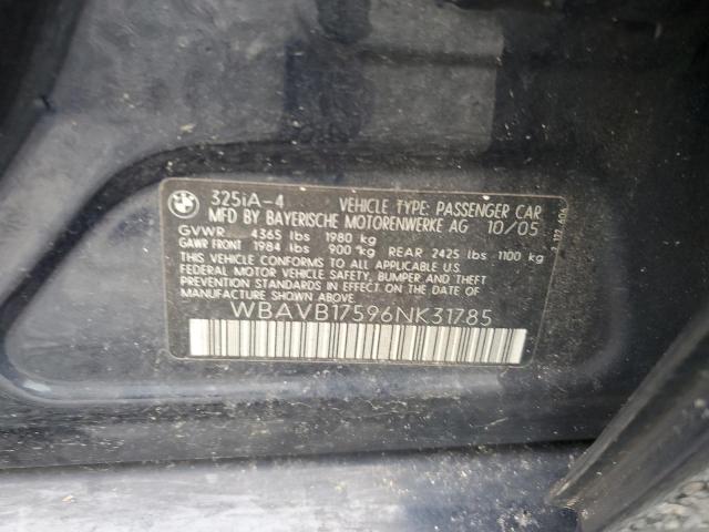 WBAVB17596NK31785 - 2006 BMW 325 I AUTOMATIC ლურჯი ფოტო 12
