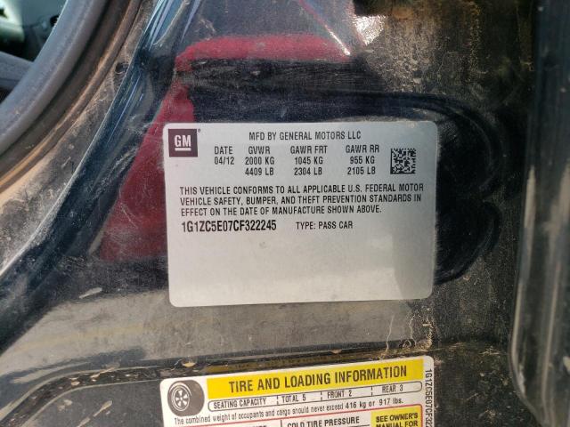 1G1ZC5E07CF322245 - 2012 CHEVROLET MALIBU 1LT 黑色 照片 12