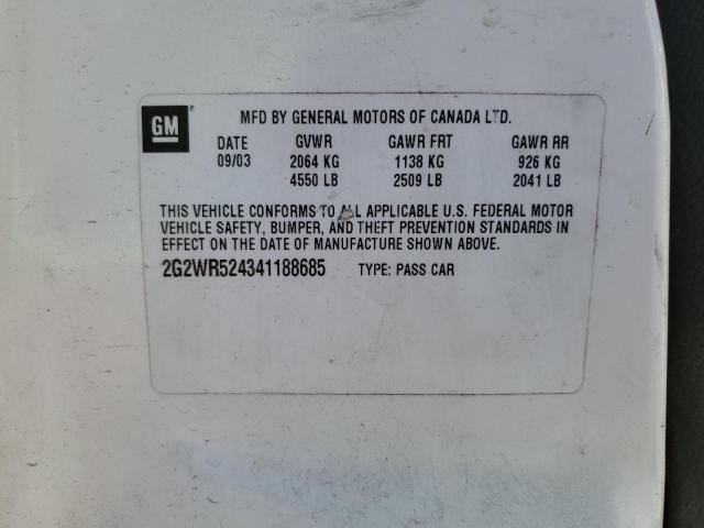 2G2WR524341188685 - 2004 PONTIAC GRAND PRIX GTP WHITE photo 12