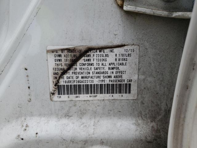 19UDE2F38GA023130 - 2016 ACURA ILX BASE WATCH PLUS WHITE photo 12