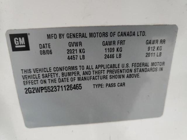 2G2WP552371126465 - 2007 PONTIAC GRAND PRIX 白色 照片 12