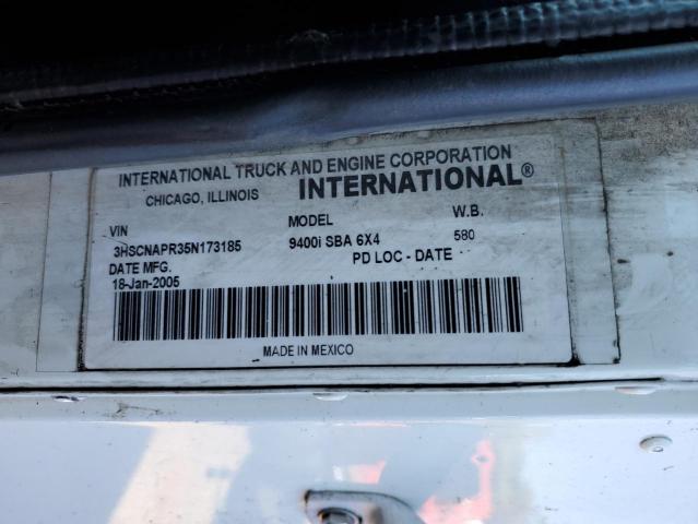 3HSCNAPR35N173185 - 2005 INTERNATIONAL 9400 9400I WHITE photo 10