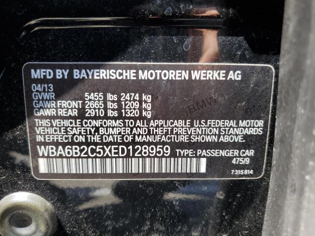 WBA6B2C5XED128959 - 2014 BMW 650 I GRAN COUPE BLACK photo 12