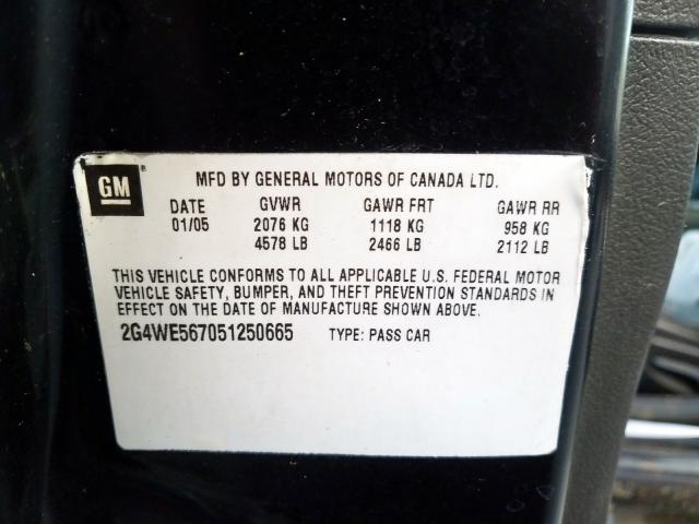 2G4WE567051250665 - 2005 BUICK LACROSSE CXS  照片 10