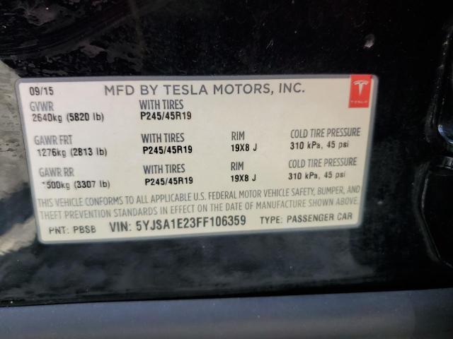 5YJSA1E23FF106359 - 2015 TESLA MODEL S 黑色 照片 12