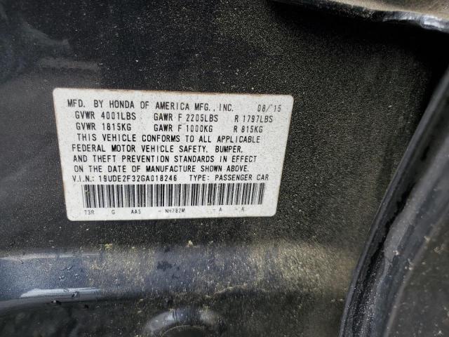 19UDE2F32GA018246 - 2016 ACURA ILX BASE WATCH PLUS CHARCOAL photo 12