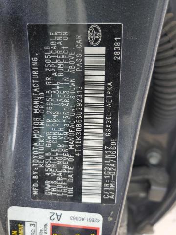 4T1BK3DB6BU392313 - 2011 TOYOTA AVALON BASE GRAY photo 13