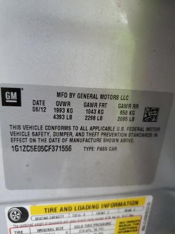 1G1ZC5E05CF371556 - 2012 CHEVROLET MALIBU 1LT SILVER photo 12